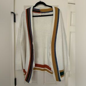 Mystree Ivory Cardigan with Vibrant Stripes